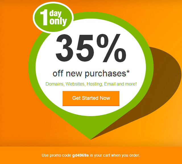 GoDaddy.com 35% 할인쿠폰 - 오늘 단 하루